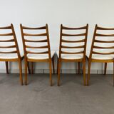 4 Scandinavian chairs, teak with boucle seats.