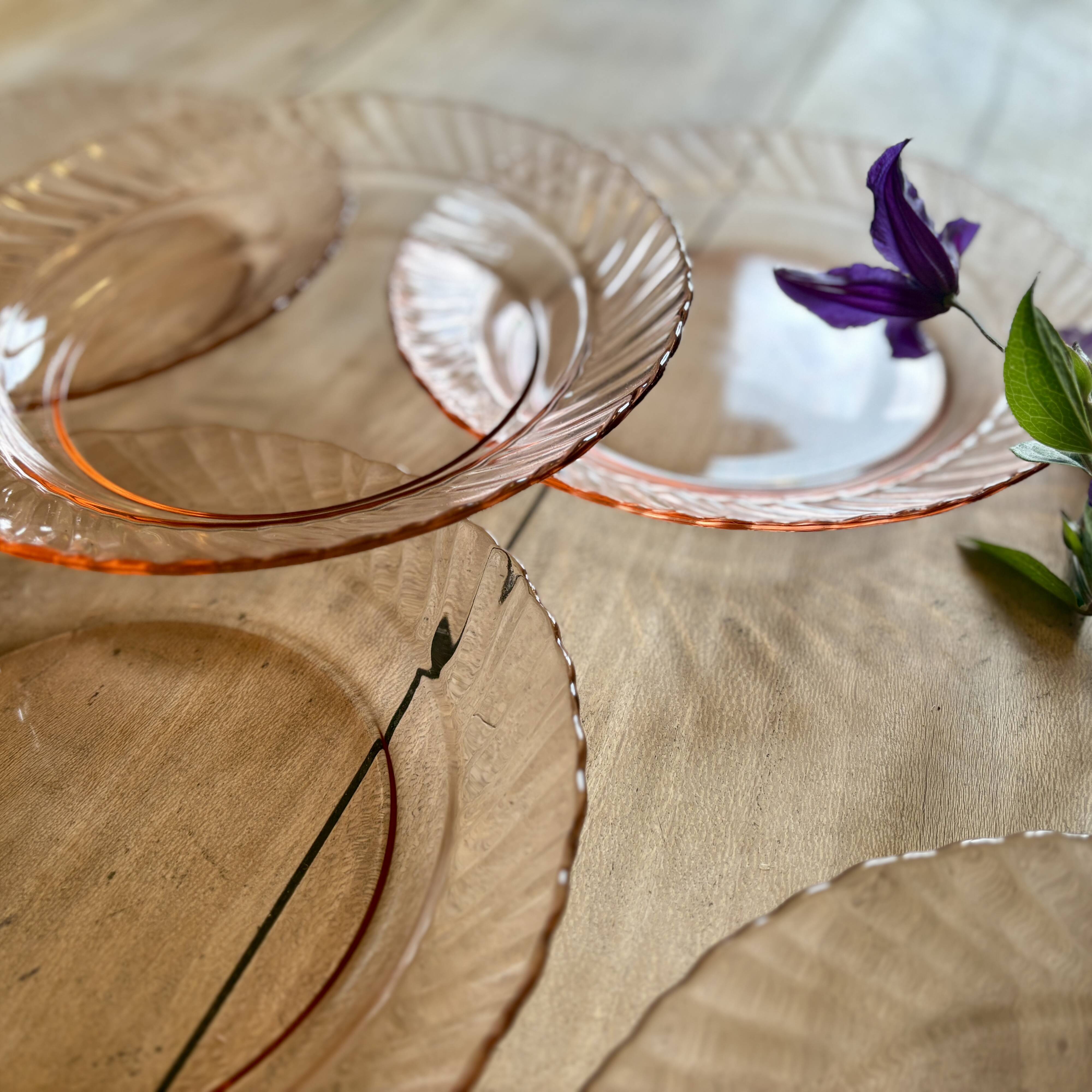 Set of 6 vintage Arcoroc rosaline soup plates