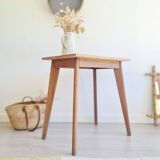 Table - old raw wood boarding school desk with compass legs
