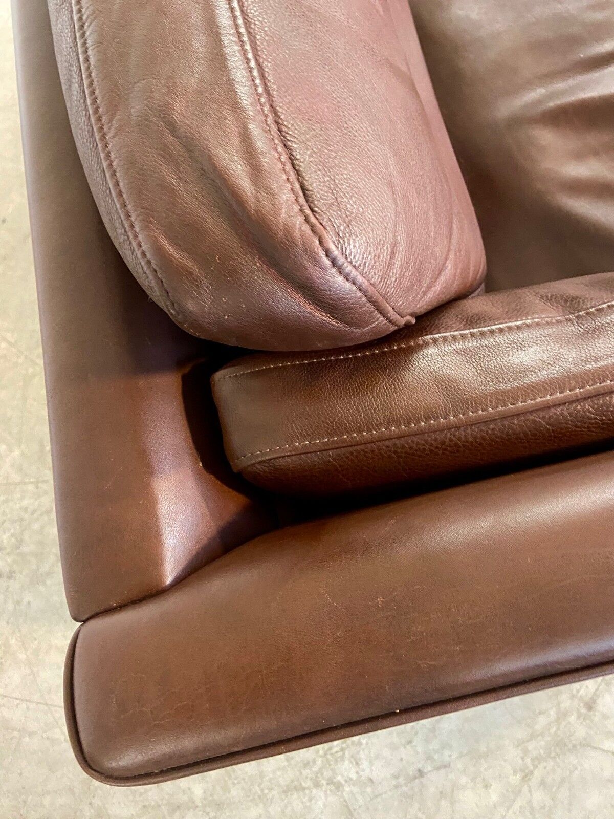 Danish mid-century vintage Mogens Hansen 2 person cognac brown leather sofa 60s