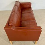 Vintage Danish mid-century Mogens Hansen 3-person cognac leather sofa