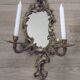 Large Pair of French Antique Bronze Mirror Double Candle Wall Sconces 5127