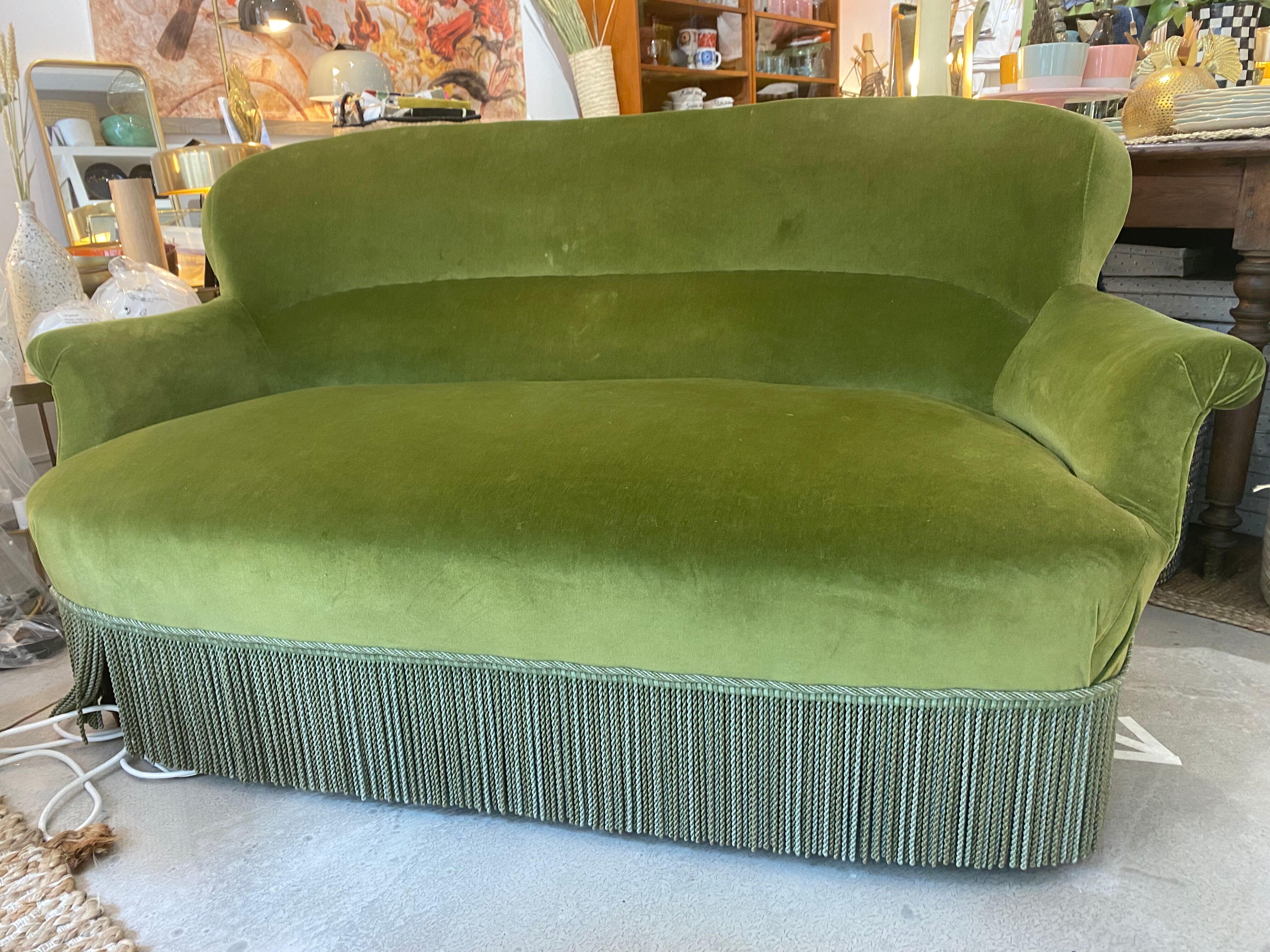 Green velvet toad sofa