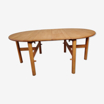 Beech dining table with extensions, 80s