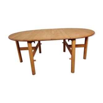 Beech dining table with extensions, 80s