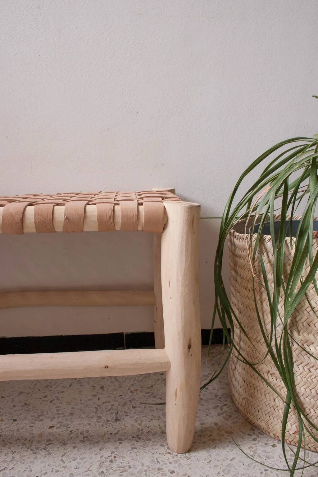 Moroccan leather bench