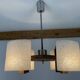 Lustre scandinave perspex et bois, 4 feux
