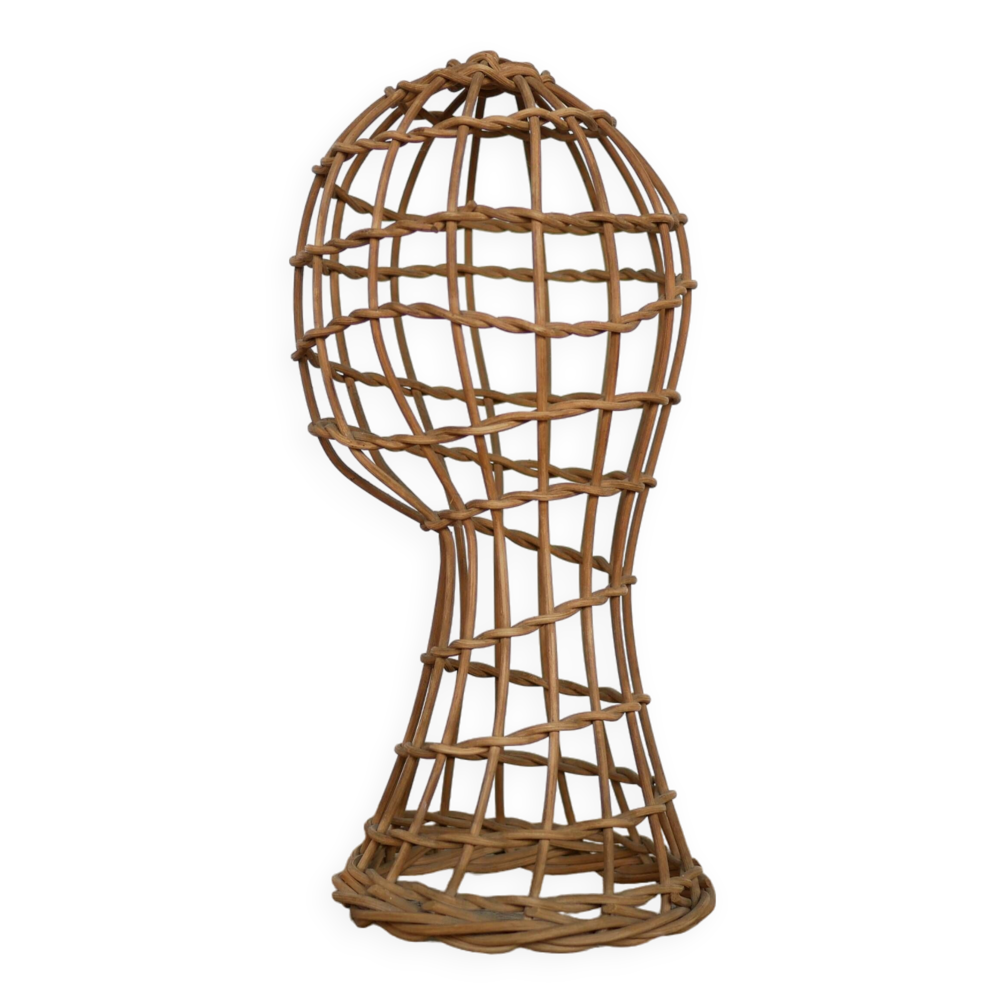 Vintage rattan hat rack