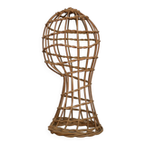 Vintage rattan hat rack