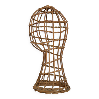 Vintage rattan hat rack