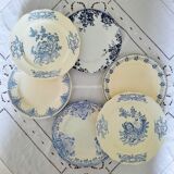 Assiettes plates anciennes dépareillées en faïence terre de fer