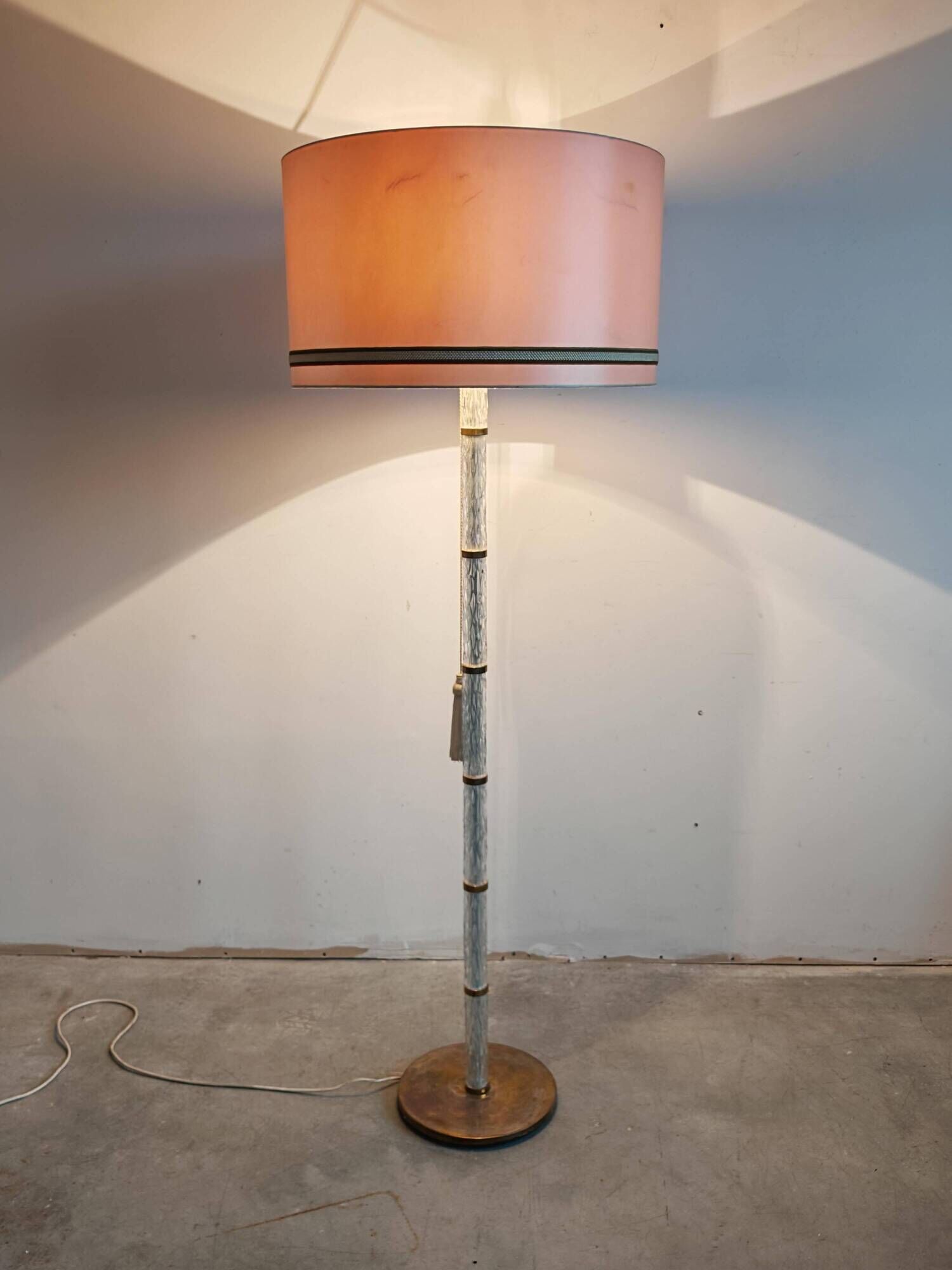 Mid-Century frosted glass floor lamp brass Richard Essig 1960s