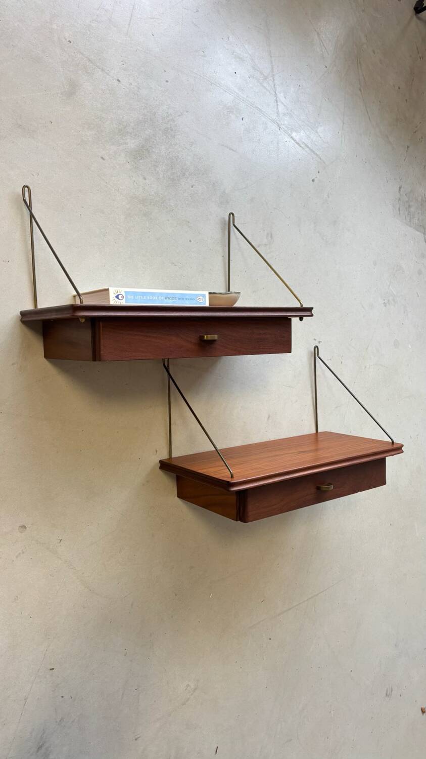 Vintage set of 2 floating nightstands - shelves