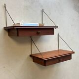Vintage set of 2 floating nightstands - shelves