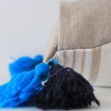Rectangular cushion 100% Wool & Linen Blue