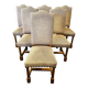 Chaises de salle à manger de style Louis XIII en chêne avec chenille rayée - Ensemble de 6.