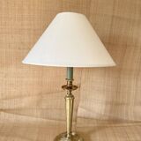 Lampe laiton, câble tissu 2M , abat-jour coton