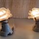 Art Deco style wall lights in porcelain and floral glass paste - 30s