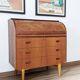 Bureau secrétaire à cylindre teck midcentury