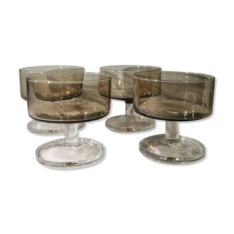 4 champagne glass glass smoked vintage ice glass / dessert cup - set of 4