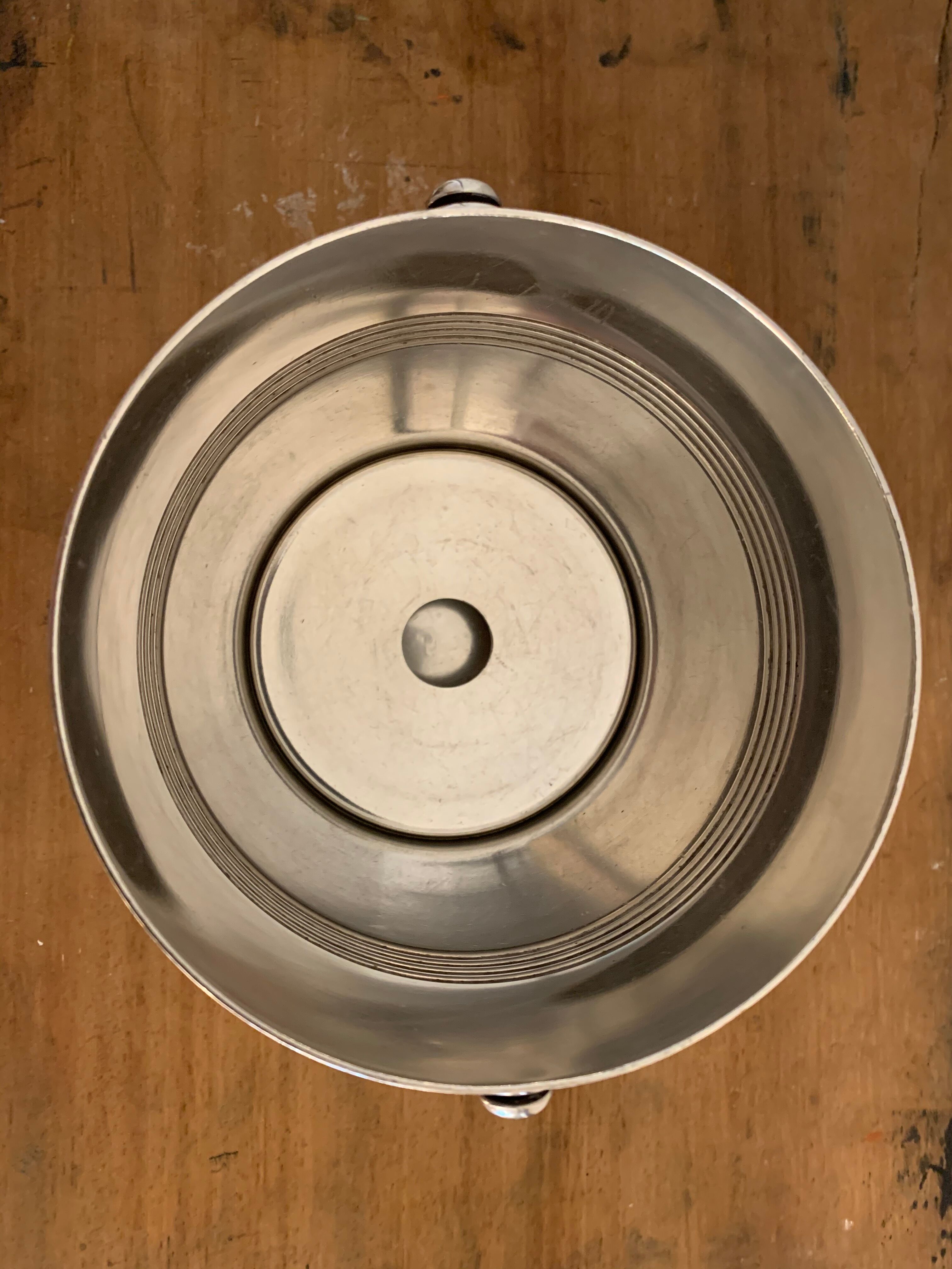 Pair of luc Lanel Christofle Gallia silver metal ice buckets 1940