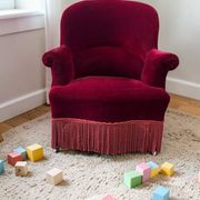 Vintage bordeaux mini armchair / children's chair with fringes