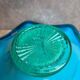 Large vintage blown glass bowl in turquoise – Murano style – applied flower
