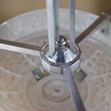 Art deco nickel plated bronze chandelier with art deco tulip glass, ceiling lamp, art deco pendant light, 30