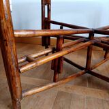 Vintage rattan and smoked glass coffee table from the 1970s