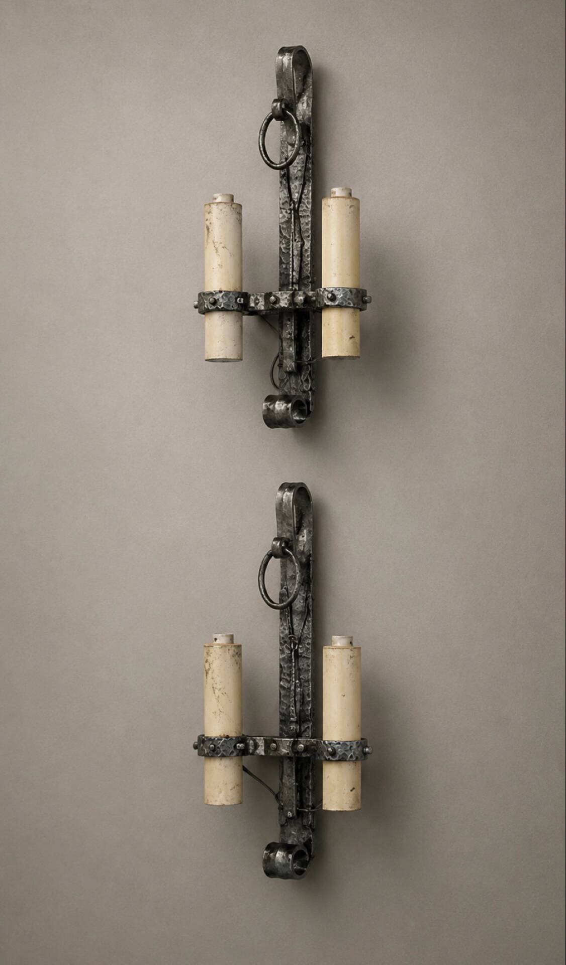Brutalist Ferro Art wall sconces in wrought iron – Spain, 1970s