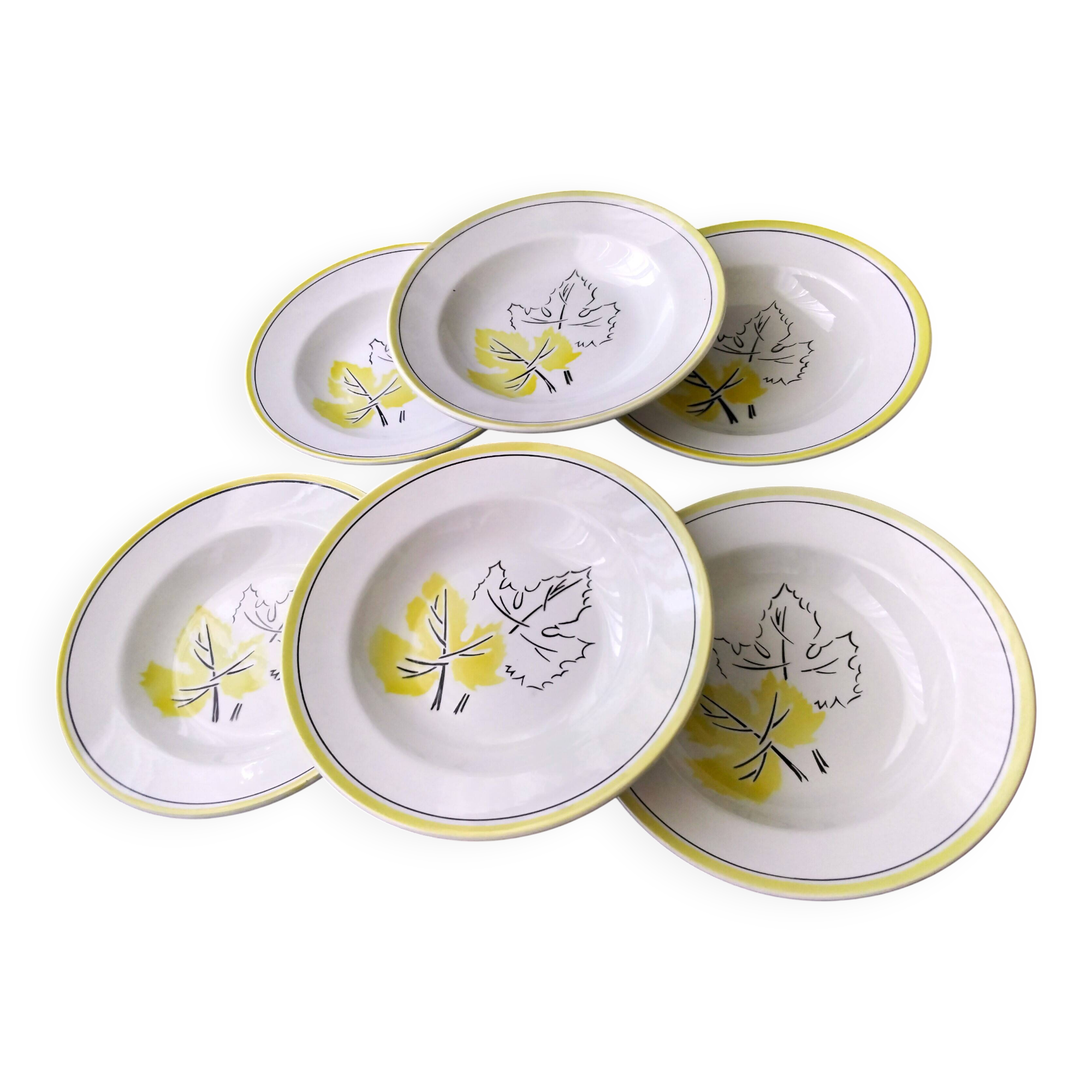 6 deep plates from Badonviller earthenware FB