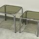 Table gigogne chrome et verre fumé lot de 2