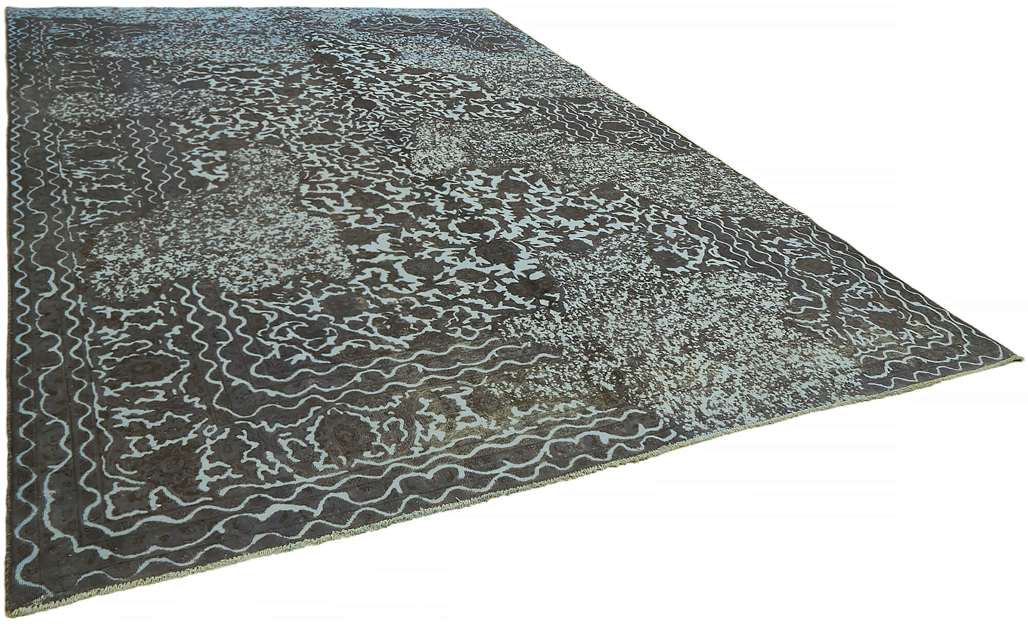 Hand-knotted persian vintage 1970s 292 cm x 396 cm grey wool carpet