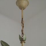 French Vintage 3 Light Lavender Lily Chandelier with Glass Shades 5480