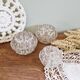 Set of three vintage flowers in transparent molded glass
