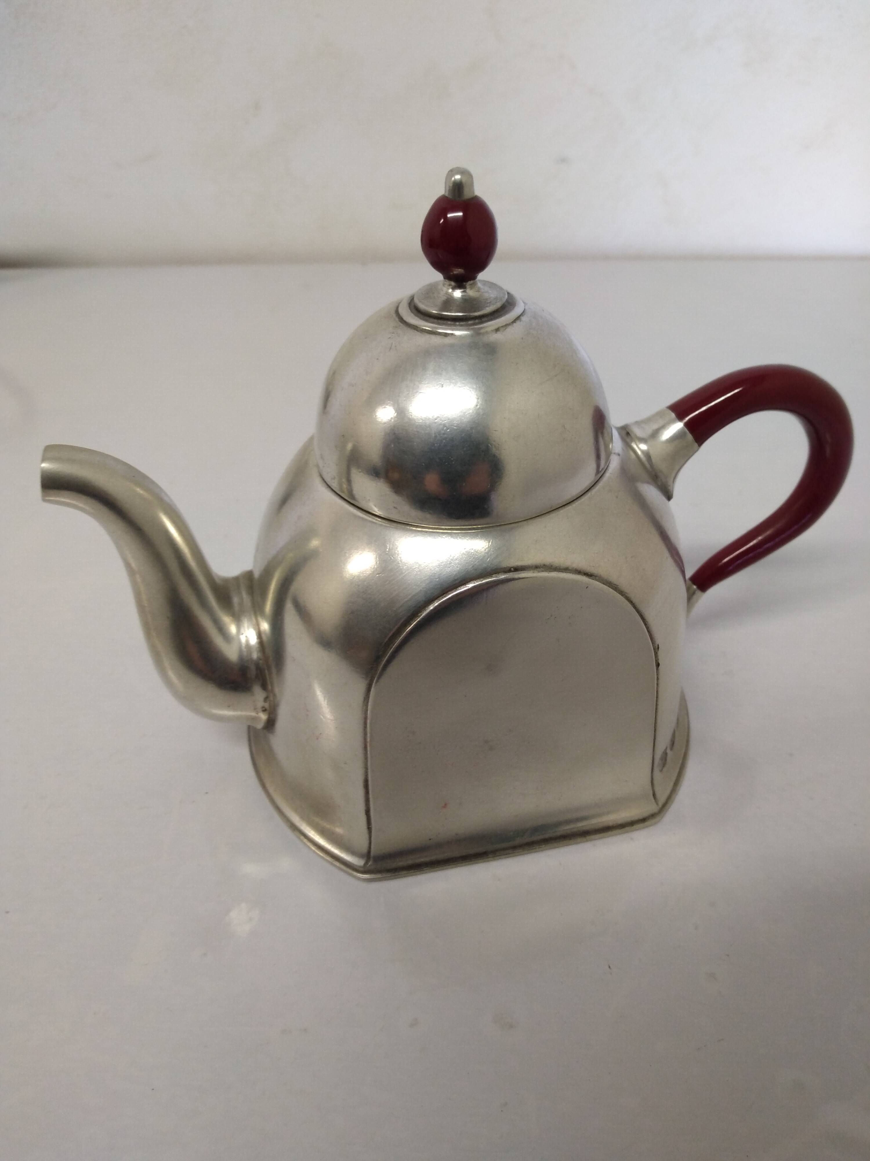 Cosi Tabellini Century 24 Pewter And Red Bakelite Tea And Coffee Service