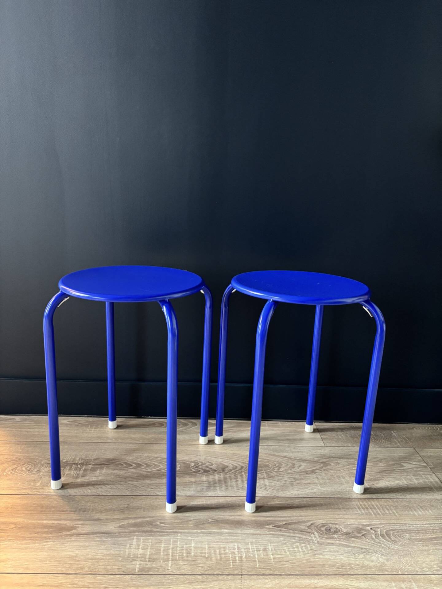 Blue Klein metal stool