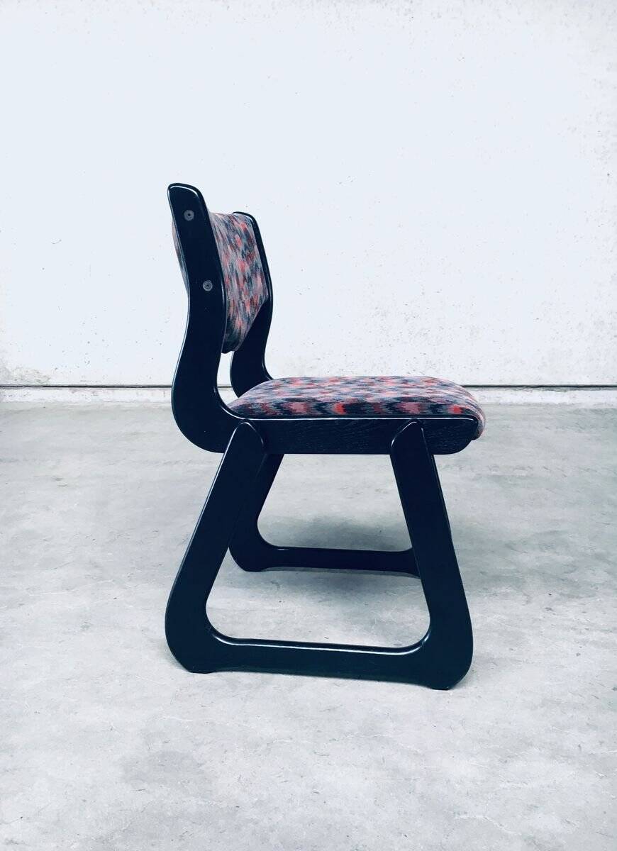 Mid-Century Modern Black Stained Wood Dining Chairs, 1970s, Set of 4