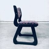 Mid-Century Modern Black Stained Wood Dining Chairs, 1970s, Set of 4