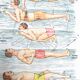 Poster in colors decomposing the movements of swimming