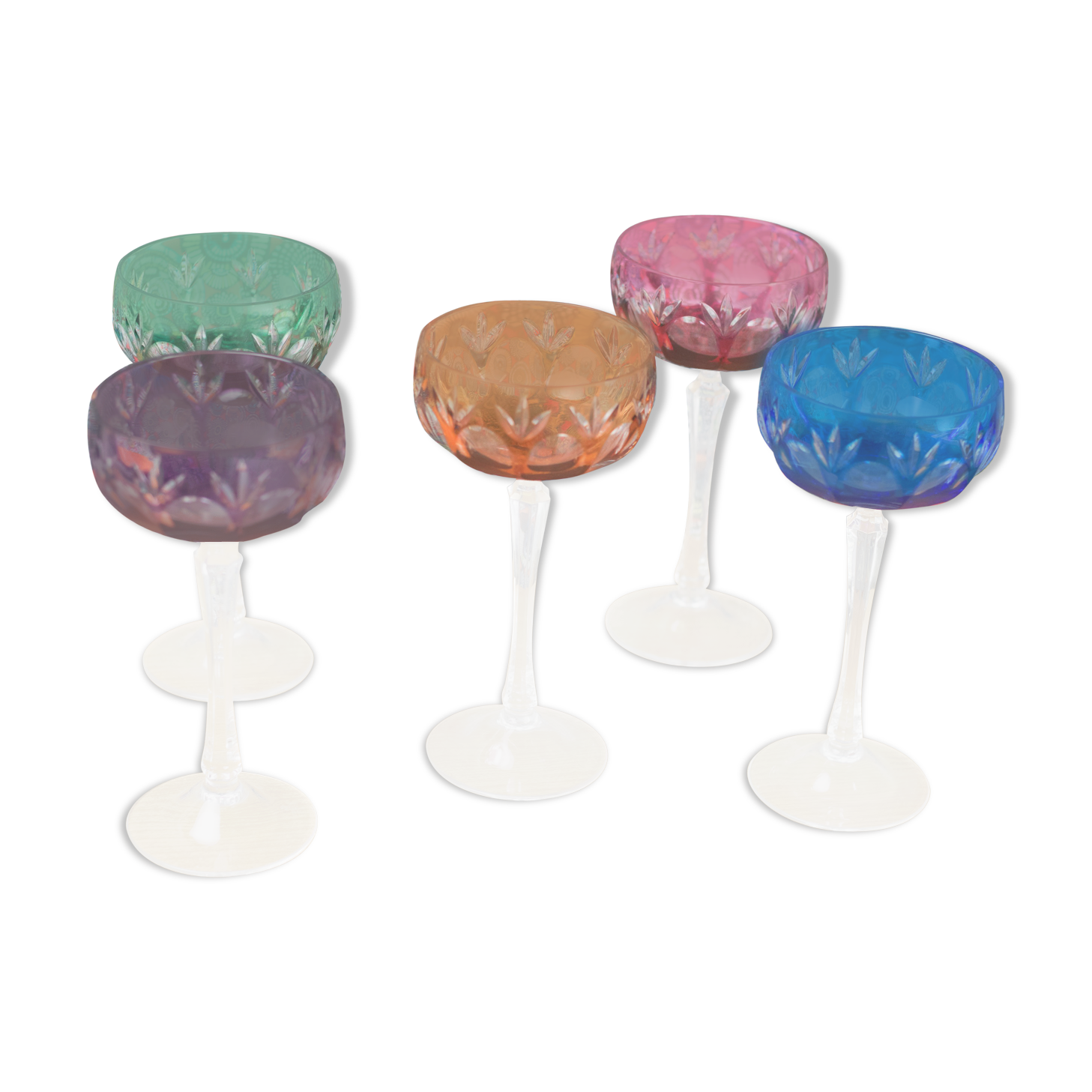 Lot of 5 champagne glasses Martini WMF crystal cabinet