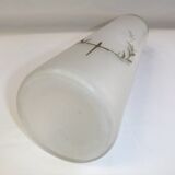 Old art nouveau vase frosted glass cylinder leaf decoration