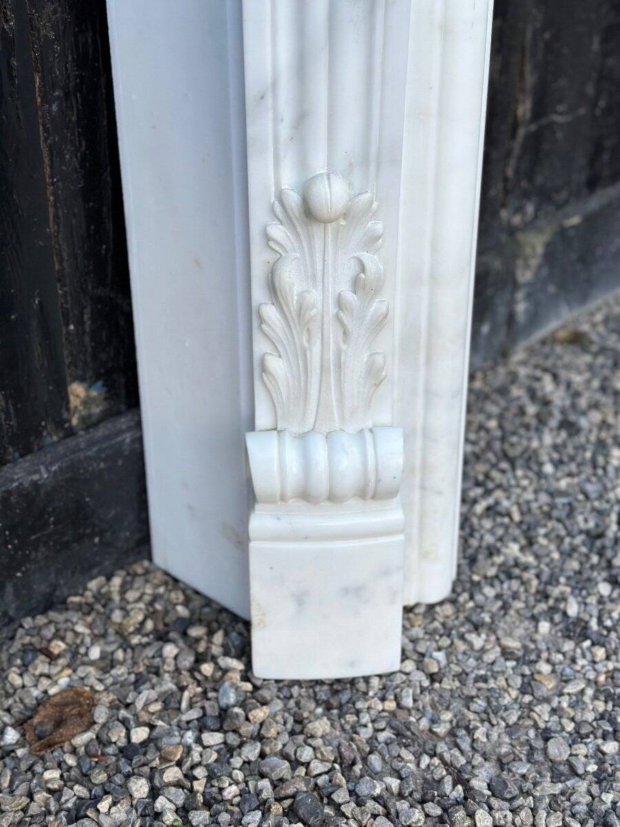 Louis xv style fireplace in carrara marble, circa 1980