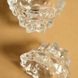 Pair of moulded glass candlesticks