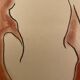 Signed painting in Chinese ink and art deco pastel, female portrait “the bath”