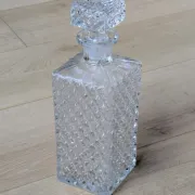 Square Whisky Carafe with Diamond Point Decoration in Moulded-Cut Glass