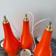 Set of three new electrified orange vintage pendant lamps