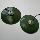 Paire d’anciennes suspensions emaillees 25 cm