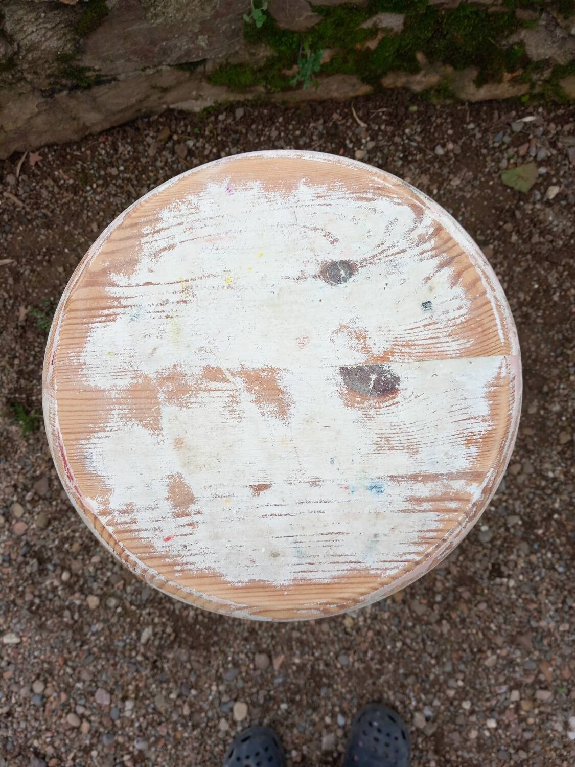 High stool in recycled style wood