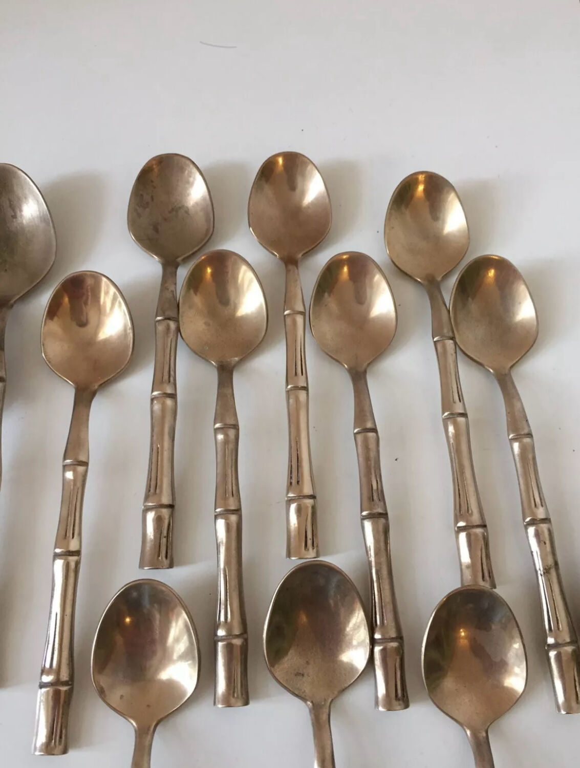 Vintage 1960s Bamboo Brass Cutlery Set